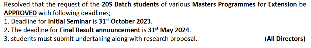 Circular for 20ME Batch